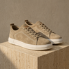 FJØRNA men's suede trainers shoes with stylish design, featuring tan suede material and comfortable lace-up style.