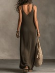 Olive Knit Sleeveless Maxi Dress | Casual Dress