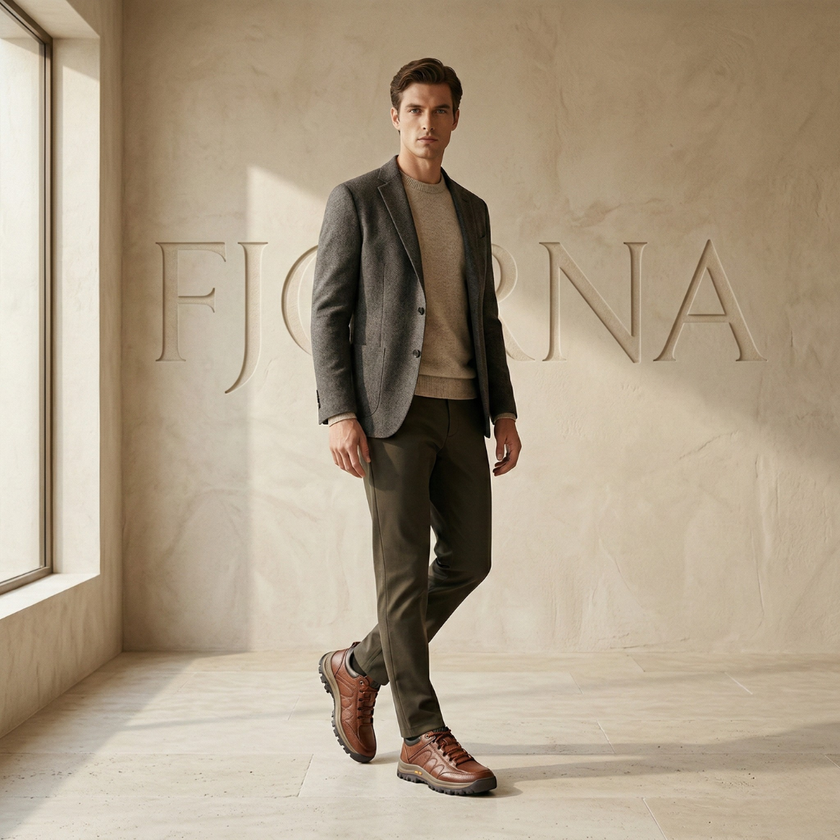 FJØRNA men's red leather orthopedic shoes with cushioned soles and supportive design for comfort and style.