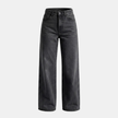 Women’s high waisted wide leg denim jeans by FJØRNA, showcasing a relaxed fit and classic blue denim fabric.