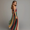 FJØRNA lightweight summer maxi dress for women, strapless and relaxed fit with pleated design, perfect for warm weather.