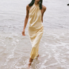 Isabella - Sunny Straps Satin Butter Yellow Dress