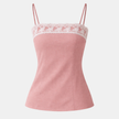 FJØRNA women's cotton camisole top with lace trim, perfect for summer, featuring a sleeveless design and lightweight fabric.