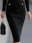 FJØRNA zip-front ribbed knit midi dress for women, showcasing a fitted, ribbed fabric with a zip closure and midi length.
