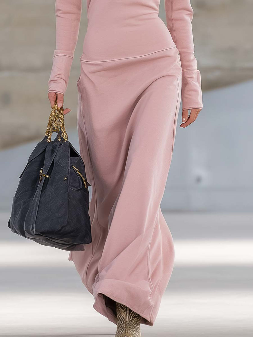 Pink V-Neck Maxi Dress | Evening Dress