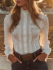White lace Western button-down shirt for women by FJØRNA, featuring intricate lace details and a classic Western style.