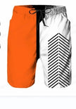 Men's graphic print swim shorts with drawstring by FJØRNA, featuring vibrant designs and comfortable fit for beach or pool.