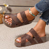 FJØRNA Abigail™ orthopedic leather strap sandals in brown, featuring supportive soles and stylish design for comfortable wear.