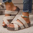FJØRNA Abigail™ orthopedic leather strap sandals with cushioned footbed and adjustable straps, worn by a person outdoors.