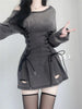 White Acubi Smoke Lace Up Mini Dress by FJØRNA, featuring a fitted silhouette and lace-up details on the dress.
