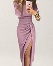 Ellinor | Sparkling Pleated Dress with Stylish Waistband