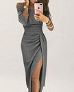 Ellinor | Sparkling Pleated Dress with Stylish Waistband