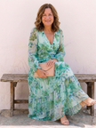 FJØRNA elegant floral maxi dress for women with long sleeves, flowing design perfect for casual or formal occasions