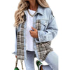 Annika | Premium Vegan Denim Long-Sleeved Checked Jacket with Buttons