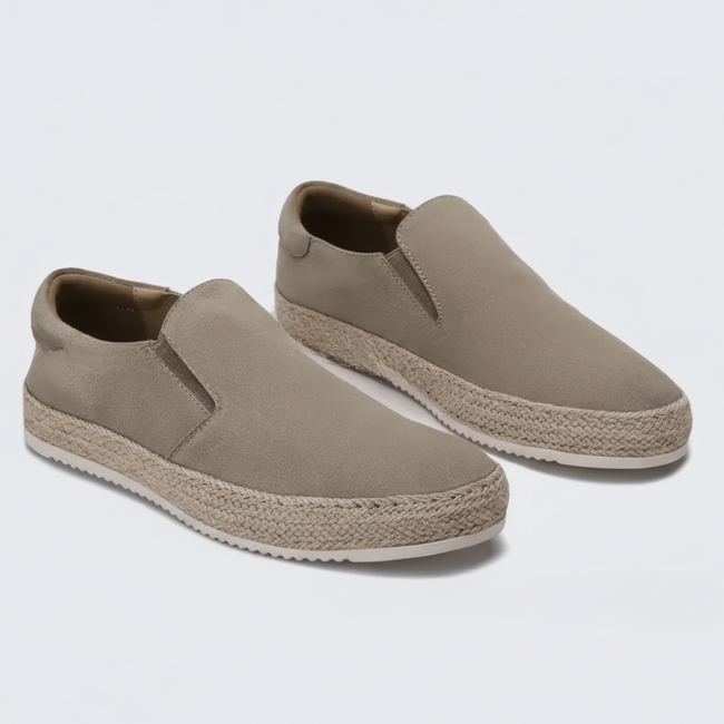 FJØRNA men's apricot suede moccasin slippers with elegant design, perfect for sophisticated occasions and comfortable wear.