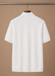 Men's luxury knit polo shirt by FJØRNA, soft textured and breathable summer polo in a stylish design.
