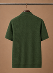 Men's luxury knit polo shirt by FJØRNA, soft textured breathable summer polo in men's polo style.
