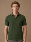 Men's luxury knit polo shirt by FJØRNA, soft textured summer men's polo with breathable fabric and stylish design.