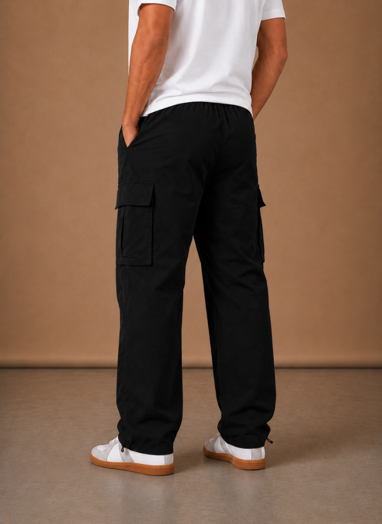 Men's cargo pants by FJØRNA featuring a relaxed fit, utility design, and casual style, shown in a comfortable everyday wear fit.