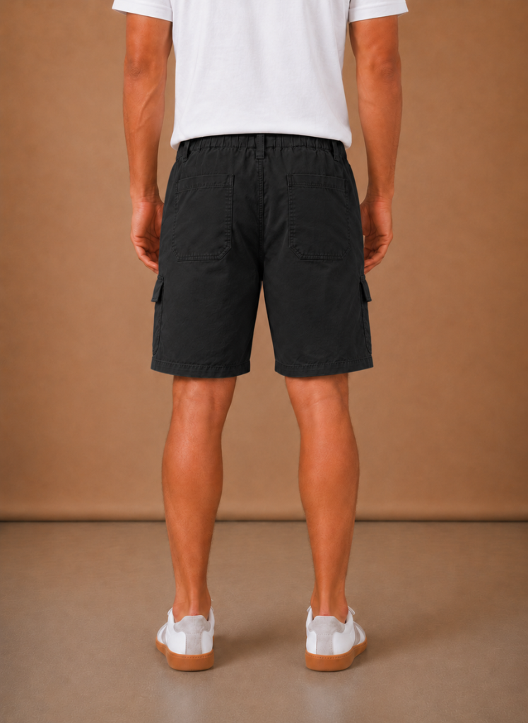 Men's cargo shorts by FJØRNA, relaxed fit utility casual summer pants with multiple pockets, suitable for casual outdoor wear.