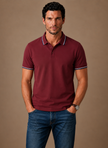 Men's classic tipped polo shirt by FJØRNA, smart casual cotton polo with a clean, stylish design and contrasting collar detail.