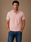 Men's classic tipped polo shirt by FJØRNA, made of cotton, featuring a smart casual fit and contrasting collar and sleeve tips.