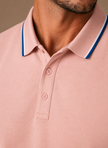 Men's FJØRNA classic tipped polo shirt in cotton, smart casual fit with contrasting collar and sleeve tips, suitable for everyday wear.