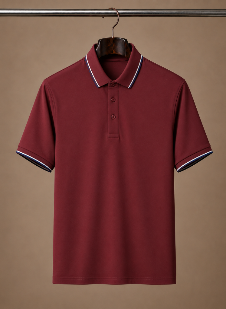 Men's FJØRNA classic tipped polo shirt in cotton, showcasing a smart casual fit with a collar and tipped design.