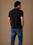 Men's classic tipped polo shirt by FJØRNA, smart casual fit in cotton, featuring contrasting collar and sleeve tips.