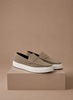 FJØRNA men's summer loafers in light tan leather, featuring casual slip-on design and comfortable lightweight construction.