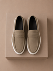 Men's summer loafers by FJØRNA, lightweight casual shoes with comfortable design for everyday wear, shown in tan color.