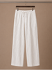 Men's linen drawstring trousers by FJØRNA with relaxed fit and striped casual design, made from breathable linen blend fabric.