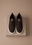 Men's suede sneakers by FJØRNA, classic smart casual slip-on shoes with a sleek design and comfortable fit.