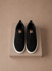 FJØRNA men's suede sneakers, classic smart casual slip-on shoes in beige with white soles, casual and stylish footwear for men.