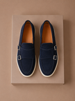 Men's lightweight suede loafers by FJØRNA, stylish and comfortable walking shoes with a sleek design and soft suede material.
