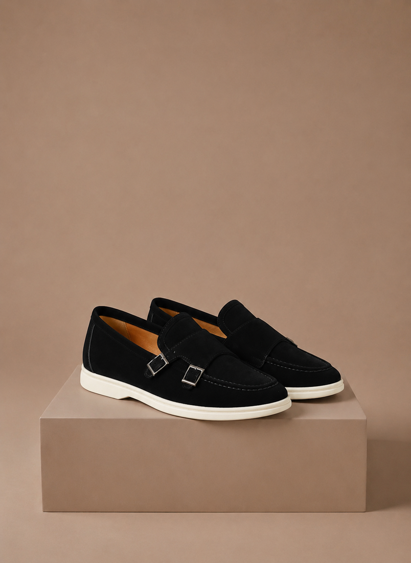 Men's suede loafers by FJØRNA, lightweight and comfortable walking shoes, featuring a stylish slip-on design and soft suede material.