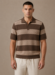 Men's striped polo shirt by FJØRNA, premium smart casual fit, featuring a classic striped pattern and comfortable polo collar.