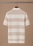 Men’s striped polo shirt by FJØRNA featuring a smart casual fit, shown in a close-up of the shirt’s classic striped pattern and collar.