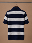 Men's FJØRNA striped polo shirt with a smart casual fit, featuring a classic striped pattern and short sleeves.