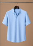 Men's short sleeve linen cotton shirt by FJØRNA, featuring a smart casual style with a lightweight, breathable fabric.