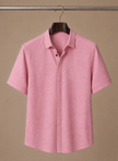 Men's short sleeve linen cotton shirt by FJØRNA, smart casual style with a relaxed fit and breathable fabric.