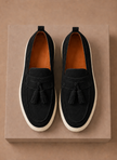 Men's suede tassel loafer sneakers by FJØRNA, casual slip-on shoes with tassel detail and comfortable design.