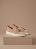 Men's suede tassel loafer sneakers by FJØRNA, casual slip-on shoes with tassel details and comfortable design.