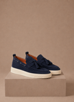 FJØRNA men's suede slip-on loafers with tassel details, casual slip-on sneakers for men, stylish and comfortable footwear.