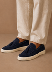 Men's suede tassel loafer sneakers by FJØRNA, casual slip-on shoes with tassel detailing and comfortable slip-on design.