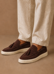 Men's suede tassel loafer sneakers by FJØRNA, casual slip-on shoes with tassel detail and comfortable slip-on design.
