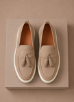 Men's suede tassel loafer sneakers by FJØRNA, casual slip-on shoes with tassel detail and comfortable design.
