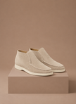 Men's suede ankle loafers by FJØRNA featuring a smart casual moc-toe design, perfect for stylish everyday wear.