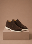 Men's suede ankle loafers by FJØRNA, smart casual moc-toe shoes with a sleek design and comfortable fit.