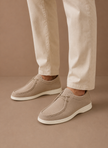 Men's FJØRNA suede moc-toe lace-up casual shoes, stylish and comfortable for everyday wear.